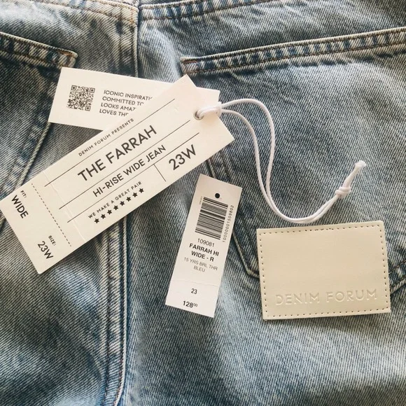 Like New Denim Forum Farrah Hi-Rise Wide Jeans - Picture 7 of 16